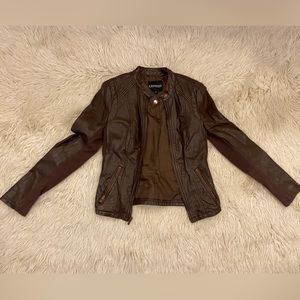 Express brown vegan leather jacket xs